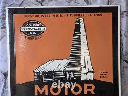 Huge Heavy Vintage Penn-drake Motor Oil Double-sided Porcelain Sign 28×22