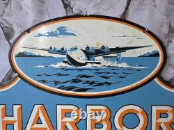 Huge Vintage Harbor Petroleum Products Porcelain Sign 24×21.5
