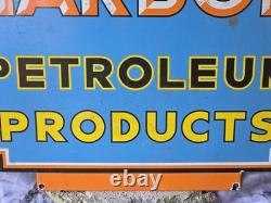 Huge Vintage Harbor Petroleum Products Porcelain Sign 24×21.5