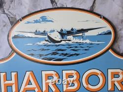 Huge Vintage Harbor Petroleum Products Porcelain Sign 24×21.5