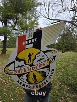 Huge Vintage Hurst Armed Forces Club Defenders Porcelain Sign 24 X 24