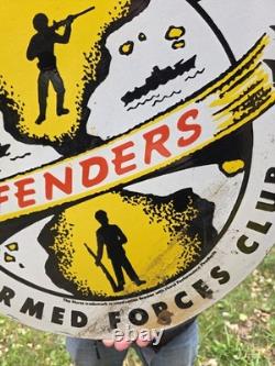 Huge Vintage Hurst Armed Forces Club Defenders Porcelain Sign 24 X 24