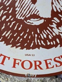 Huge Vintage Join Smokey's Campaign Prevent Forest Fires Porcelain Sign 28