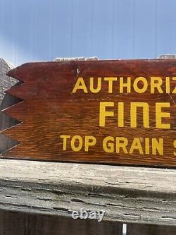 I950s CHAMBERS DEALER WESTERN BELTS TOP GRAIN STEERHIDE Vintage Wood Sign RARE
