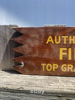 I950s CHAMBERS DEALER WESTERN BELTS TOP GRAIN STEERHIDE Vintage Wood Sign RARE