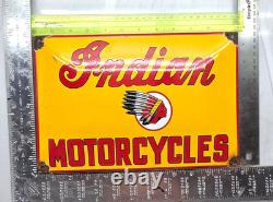 INDIAN MOTORCYCLES 12 VINTAGE Gas Pump Service Station Dealer Porcelain Sign