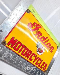 INDIAN MOTORCYCLES 12 VINTAGE Gas Pump Service Station Dealer Porcelain Sign