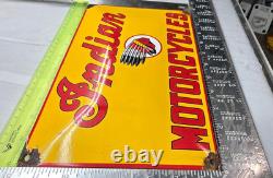 INDIAN MOTORCYCLES 12 VINTAGE Gas Pump Service Station Dealer Porcelain Sign