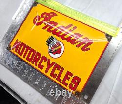 INDIAN MOTORCYCLES 12 VINTAGE Gas Pump Service Station Dealer Porcelain Sign INDIAN MOTORCYCLES 12 VINTAGE Gas Pump Service Station Dealer Porcelain Sign