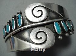 Important Ramone Platero Vintage Navajo Turquoise Sterling Silver Bracelet