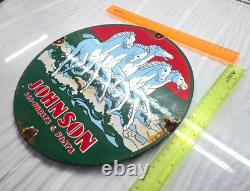 JOHNSON 12x 12 VINTAGE FLAT GENUINE PORCELAIN SIGN PUMP PLATE GAS STATION OIL