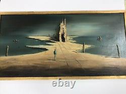 John Stancin Oil On Board Vintage MID Century Surrealist Landscape
