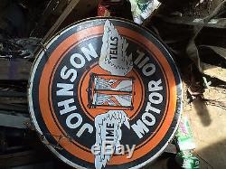 Johnson Motor Oil 48 inch big porcelain sign double sided gasolene vintage old
