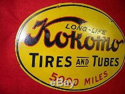 Kokomo Tires Vintage Dsp 2 Sided Porcelain Sign Orig. Real Deal-burdick Chicago