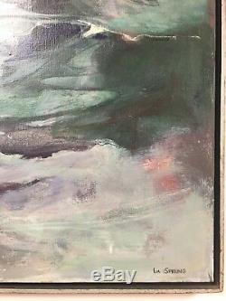 LISTED Loa Sprung Vintage Mid Century Abstract Oil Painting Signed Framed
