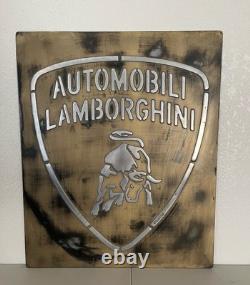 Lamborguini Vintage Style Cast Metal Sign Handmade Garage Wall Art Plaque