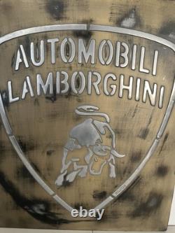 Lamborguini Vintage Style Cast Metal Sign Handmade Garage Wall Art Plaque
