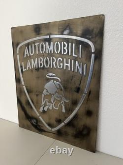 Lamborguini Vintage Style Cast Metal Sign Handmade Garage Wall Art Plaque