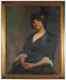 Large Antique Vtg Edith Harper Oil Portrait Lady Painting Framed Signed Woman
