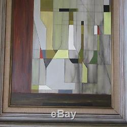 Large Cubism Bottles Painting Modernism Vintage Abstract Mystery Artist Signed
