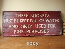 Large Decorative Vintage Railway Fire Bucket Wood Sign. Nottingham Train Station