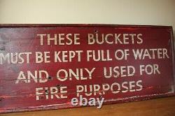 Large Decorative Vintage Railway Fire Bucket Wood Sign. Nottingham Train Station