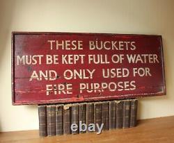 Large Decorative Vintage Railway Fire Bucket Wood Sign. Nottingham Train Station