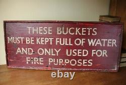 Large Decorative Vintage Railway Fire Bucket Wood Sign. Nottingham Train Station