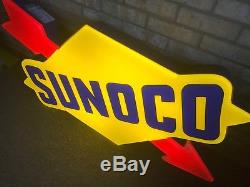 Large Sunoco Single-Sided Light-Up Vintage Service Station Sign With Arrow Logo