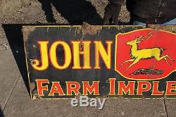 Large Vintage 1930's John Deere Farm Implements 2 Sided 72 Porcelain Metal Sign