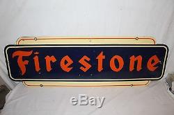 Large Vintage 1951 Firestone Tires Tire Gas Station Oil 2 Sided 48 Metal Sign