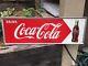 Large Vintage 1957 Coca Cola Soda Pop Bottle Gas Station 54 Metal Sign