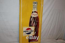Large Vintage 1960's Pepsi Cola Soda Pop Bottle Gas Oil 47 Embossed Metal Sign