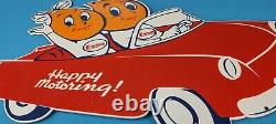 Large Vintage Esso Gasoline Oil Drop Boy Girl Porcelain Gas Automobile Car Sign