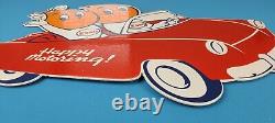 Large Vintage Esso Gasoline Oil Drop Boy Girl Porcelain Gas Automobile Car Sign
