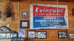 Large Vintage Evinrude Marine Outboard Engine Dealer Metal Sign MAINE 6' x 4