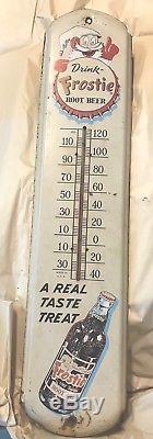 Large Vintage Frostie Root Beer Soda Pop 36 Metal Thermometer Advertising Sign