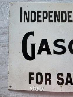 Large Vintage Independent Oil Co's Gasoline For Sale Here Porcelain Sign 12×18