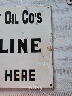 Large Vintage Independent Oil Co's Gasoline For Sale Here Porcelain Sign 12×18