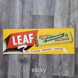 Large Vintage LEAF SPEARMINT GUM Candies Candy Store 25 X 9 Metal Gas Oil Sign