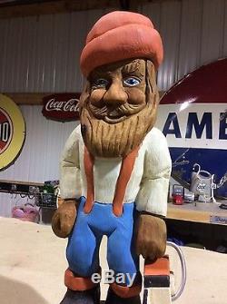 Large Vintage Stihl Chain Sawl 23 CHAINSAW CARVED STORE DISPLAY SOLID WOOD