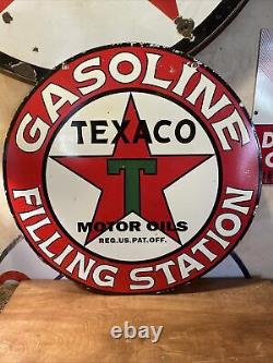 Large Vintage Style Texaco Double-sided Porcelain Dealer Sign 30 Inch