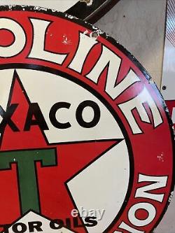 Large Vintage Style Texaco Double-sided Porcelain Dealer Sign 30 Inch