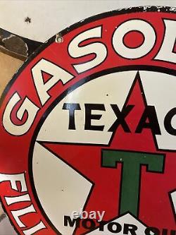 Large Vintage Style Texaco Double-sided Porcelain Dealer Sign 30 Inch