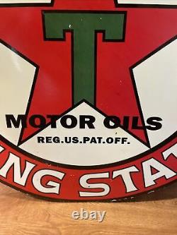 Large Vintage Style Texaco Double-sided Porcelain Dealer Sign 30 Inch