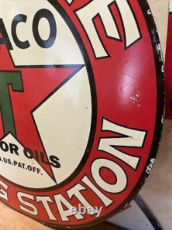 Large Vintage Style Texaco Double-sided Porcelain Dealer Sign 30 Inch