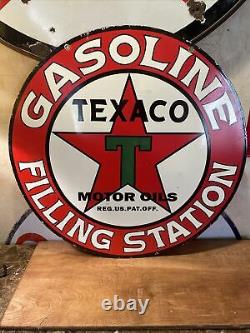 Large Vintage Style Texaco Double-sided Porcelain Dealer Sign 30 Inch