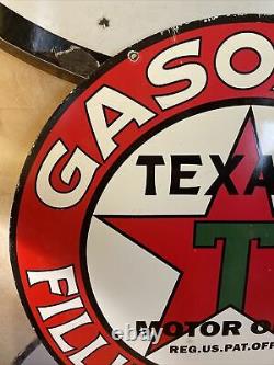 Large Vintage Style Texaco Double-sided Porcelain Dealer Sign 30 Inch