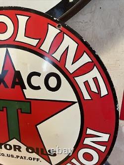 Large Vintage Style Texaco Double-sided Porcelain Dealer Sign 30 Inch