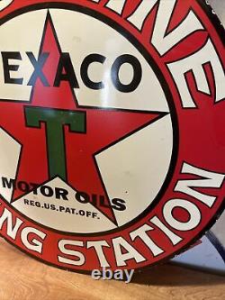 Large Vintage Style Texaco Double-sided Porcelain Dealer Sign 30 Inch